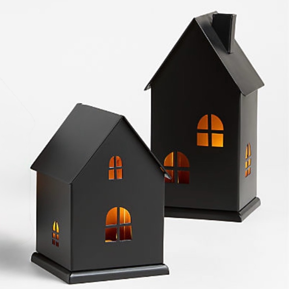 New! Crate&Barrel 🏚️🏚️ Black House with LED Lights Decor Set of 2